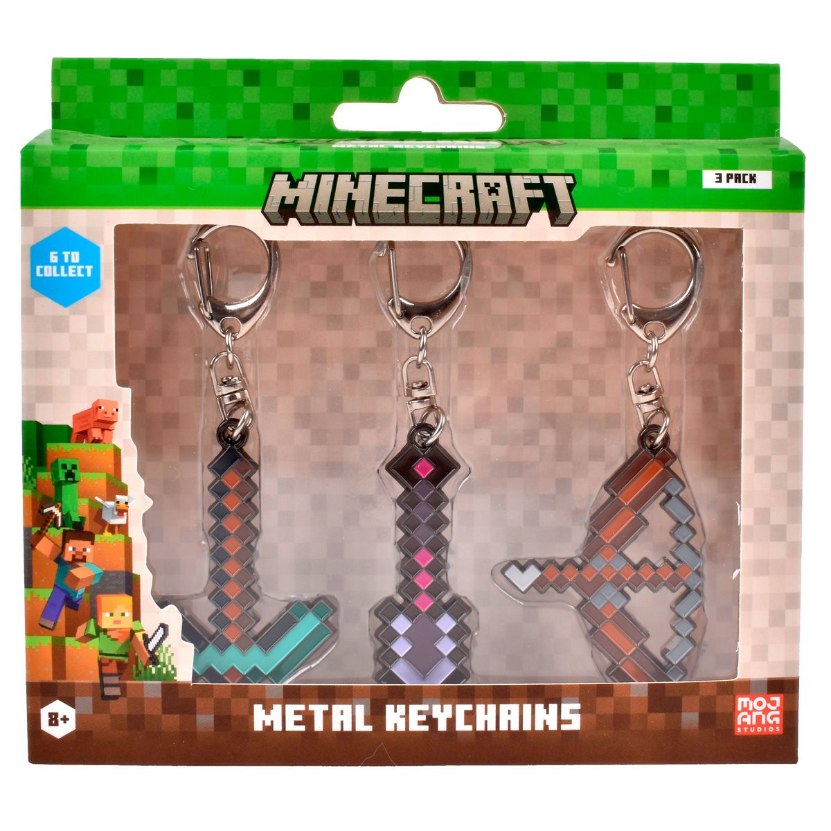 Pack De 3 Figuras Llavero Metalico Minecraft - Pala